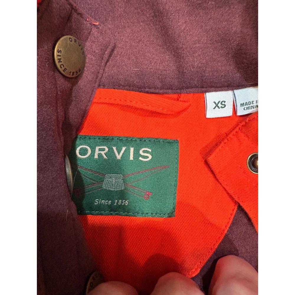 Orvis Women XS Quilted Snap Pullover Burgundy Orange Mock Neck Sweatshirt - Picture 4 of 4